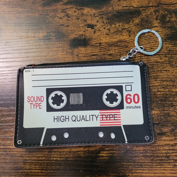 Amazon Handbags - Cassette Tape Cutout Cartoon Coin Purse with Key Chain